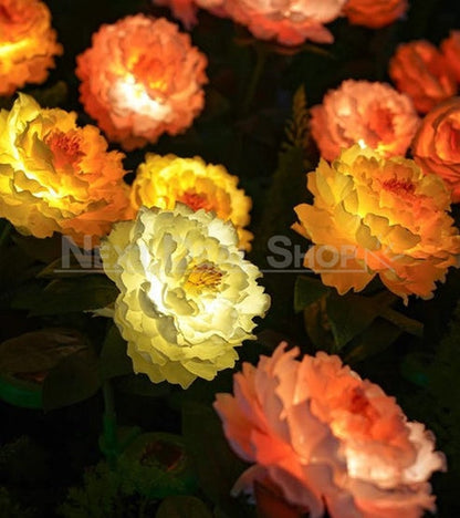 Skorter | 2 Pcs - Solar Powered LED Yellow Peony Stake Light