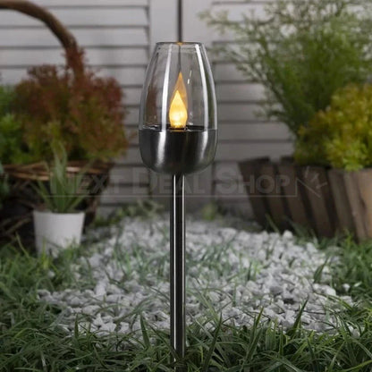 Skorter | 2 Pcs - Solar-powered stainless steel LED candlestick