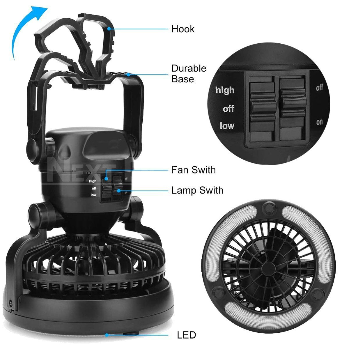 Skorter | 2 in 1 Portable LED Camping Lantern with Ceiling Fan