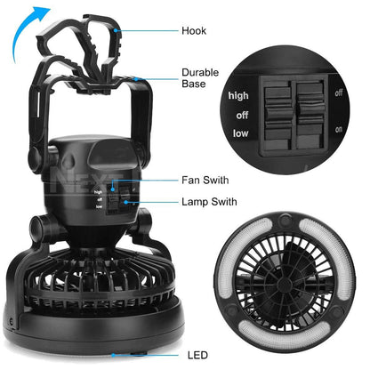Skorter | 2 in 1 Portable LED Camping Lantern with Ceiling Fan