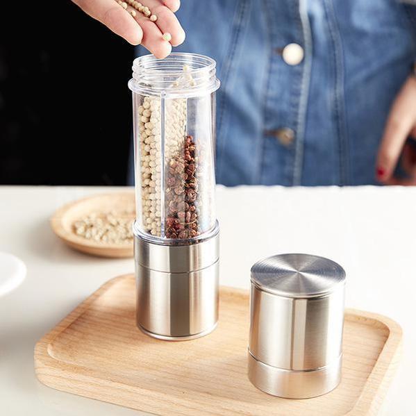 Skorter | 2 in 1 - Stainless Steel Pepper Mill & Salt Mill