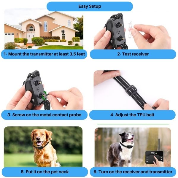 Skorter | 2-in-1 Wireless Pet Training Collars and Dog Fence Sound Check Electric and Vibrating Shock Dog Collar Fence From 65 to 1640 Feet