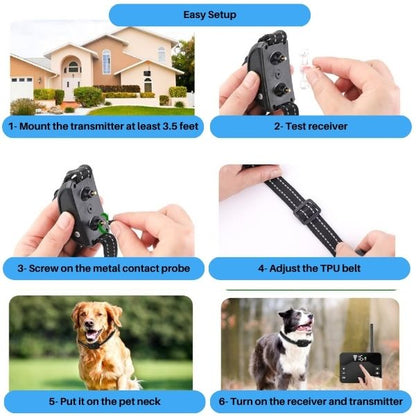 Skorter | 2-in-1 Wireless Pet Training Collars and Dog Fence Sound Check Electric and Vibrating Shock Dog Collar Fence From 65 to 1640 Feet