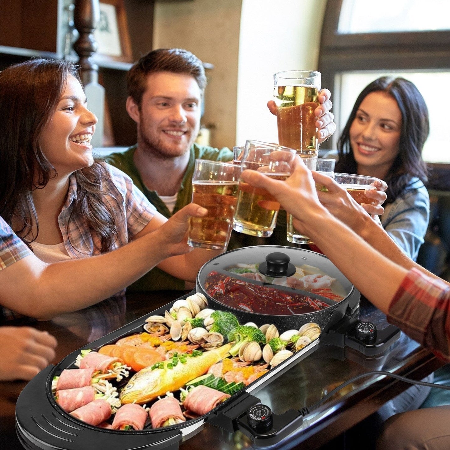 Skorter | 2-in-1 Electric Hot Pot with Grill Cooker 2200W