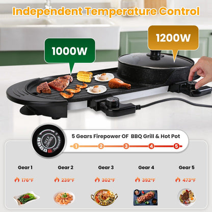 Skorter | 2-in-1 Electric Hot Pot with Grill Cooker 2200W
