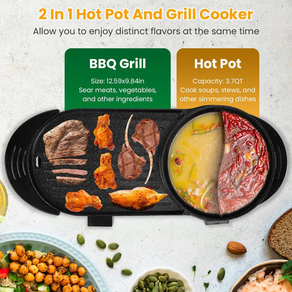 Skorter | 2-in-1 Electric Hot Pot with Grill Cooker 2200W