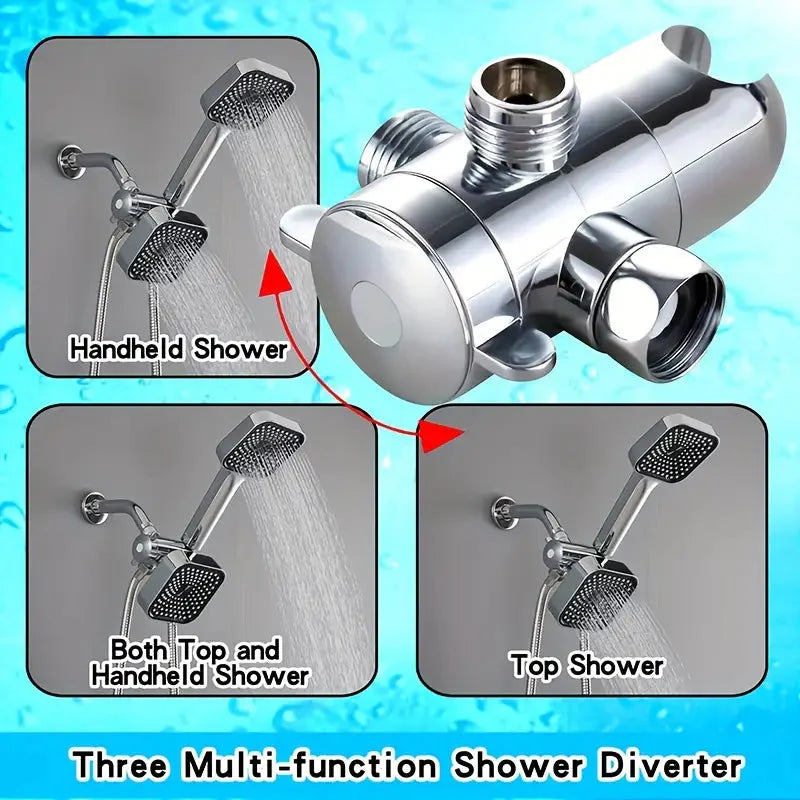 Skorter | 2-in-1 Handheld & Rainfall Shower Head Set with Long Hose and T-valve