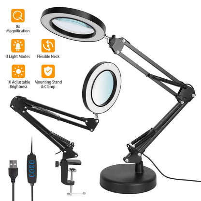 Skorter | 2-in-1 LED Magnifying Lamp with 8x Magnifying Glass