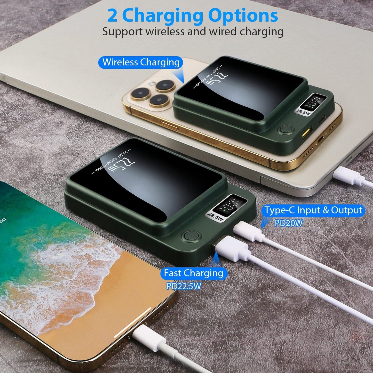 Skorter | 2-in-1 Magnetic Wireless Power Bank 10000mAh PD20W Fast Charger Mag Safe