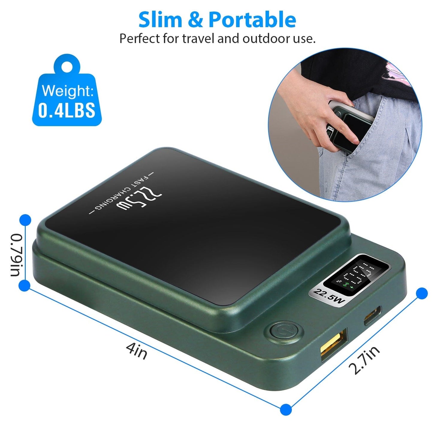 Skorter | 2-in-1 Magnetic Wireless Power Bank 10000mAh PD20W Fast Charger Mag Safe