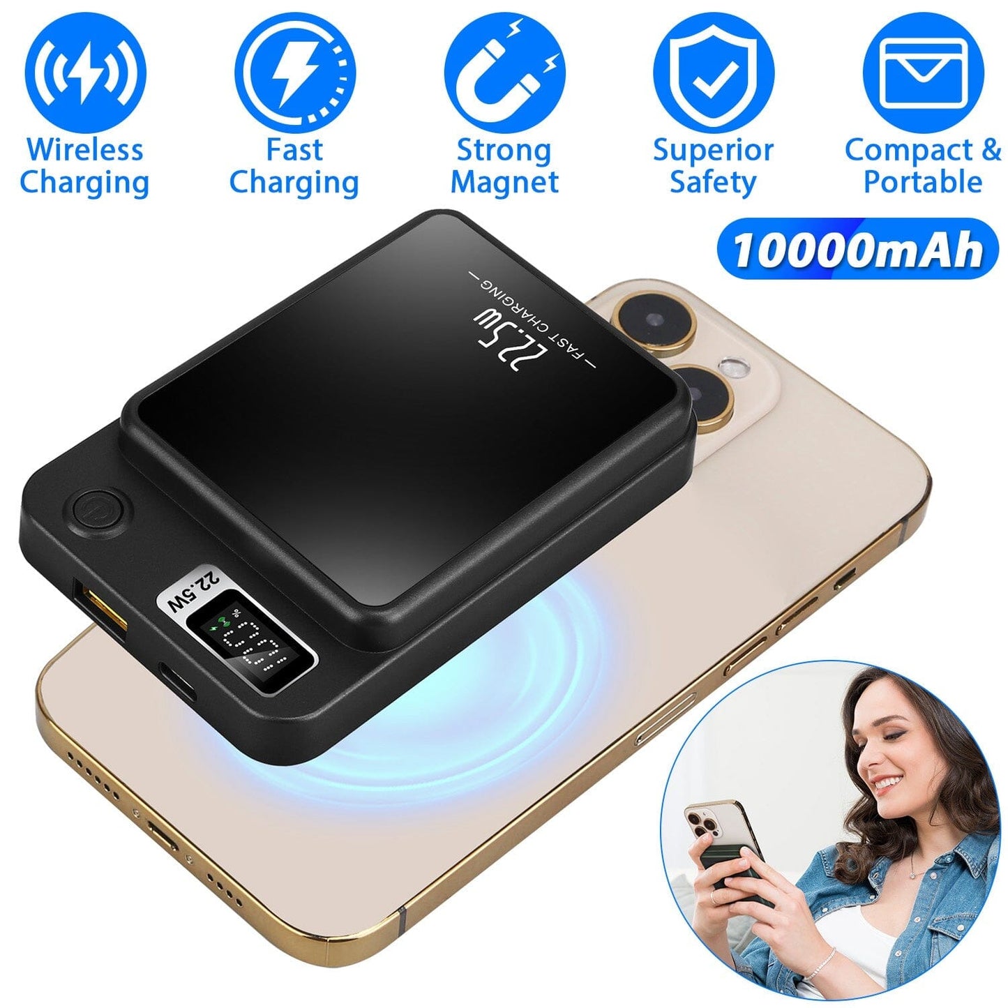 Skorter | 2-in-1 Magnetic Wireless Power Bank 10000mAh PD20W Fast Charger Mag Safe