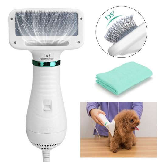 Skorter | 2-in-1 Pet Hair Dryer Blower Slicker Brush Portable Dog Cat Grooming Low Noise
