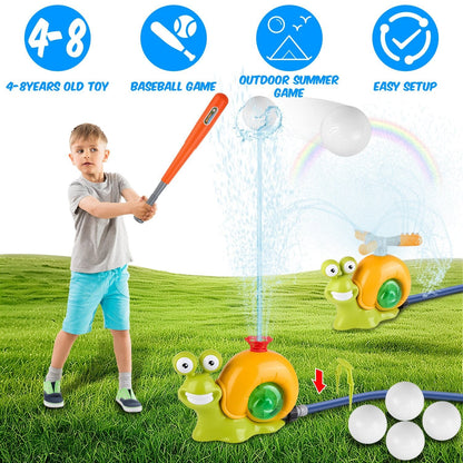 Skorter | 2-in-1 Snail Water Sprinkler Baseball Toy with 2 Sprinkler Nozzles