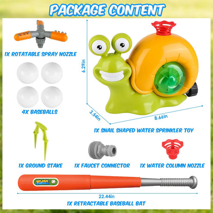 Skorter | 2-in-1 Snail Water Sprinkler Baseball Toy with 2 Sprinkler Nozzles