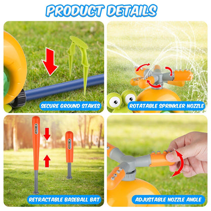 Skorter | 2-in-1 Snail Water Sprinkler Baseball Toy with 2 Sprinkler Nozzles