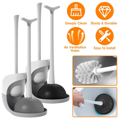 Skorter | 2-in-1 Toilet Plunger and Brush Combination Set with Ventilated Holder