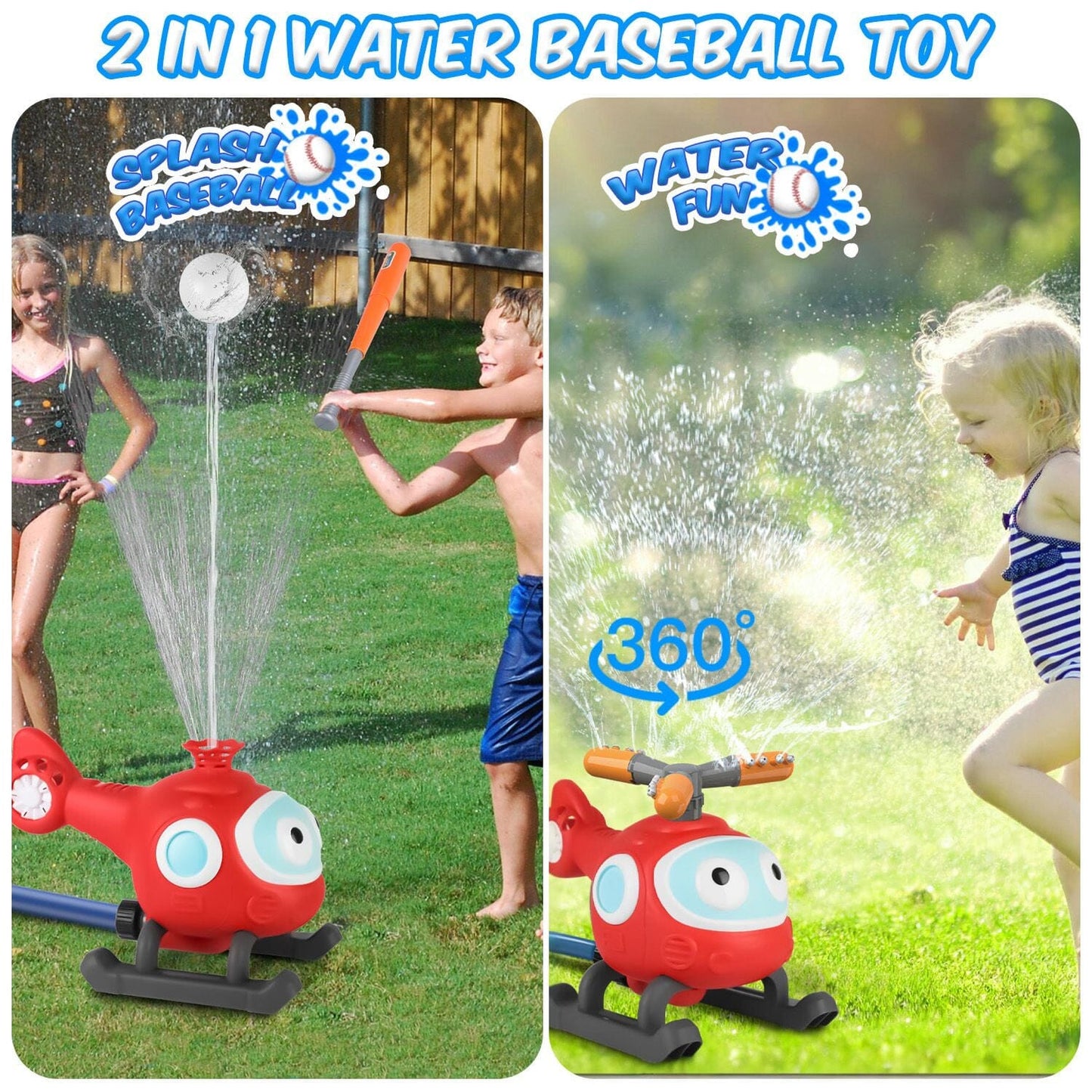 Skorter | 2-in-1 Water Sprinkler Baseball Helicopter Toy