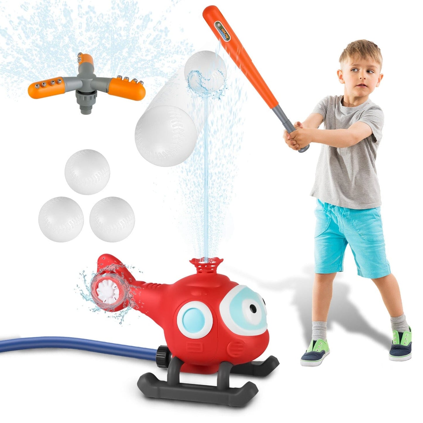 Skorter | 2-in-1 Water Sprinkler Baseball Helicopter Toy