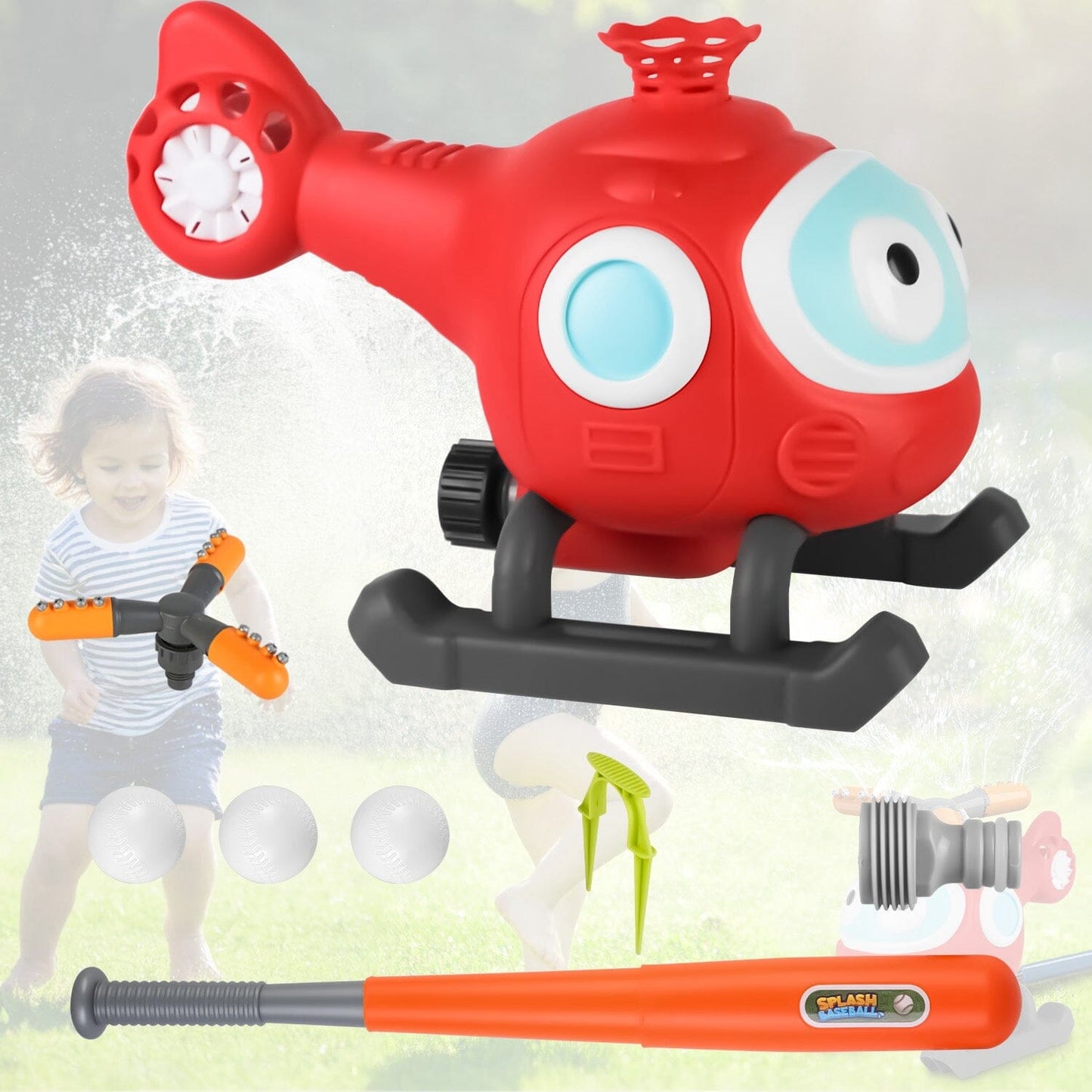 Skorter | 2-in-1 Water Sprinkler Baseball Helicopter Toy