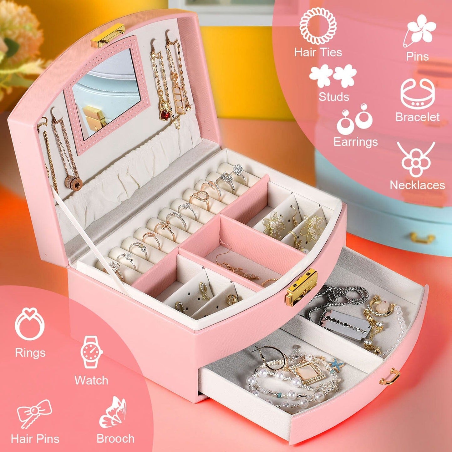 Skorter | 2-layer lockable leather jewelry box