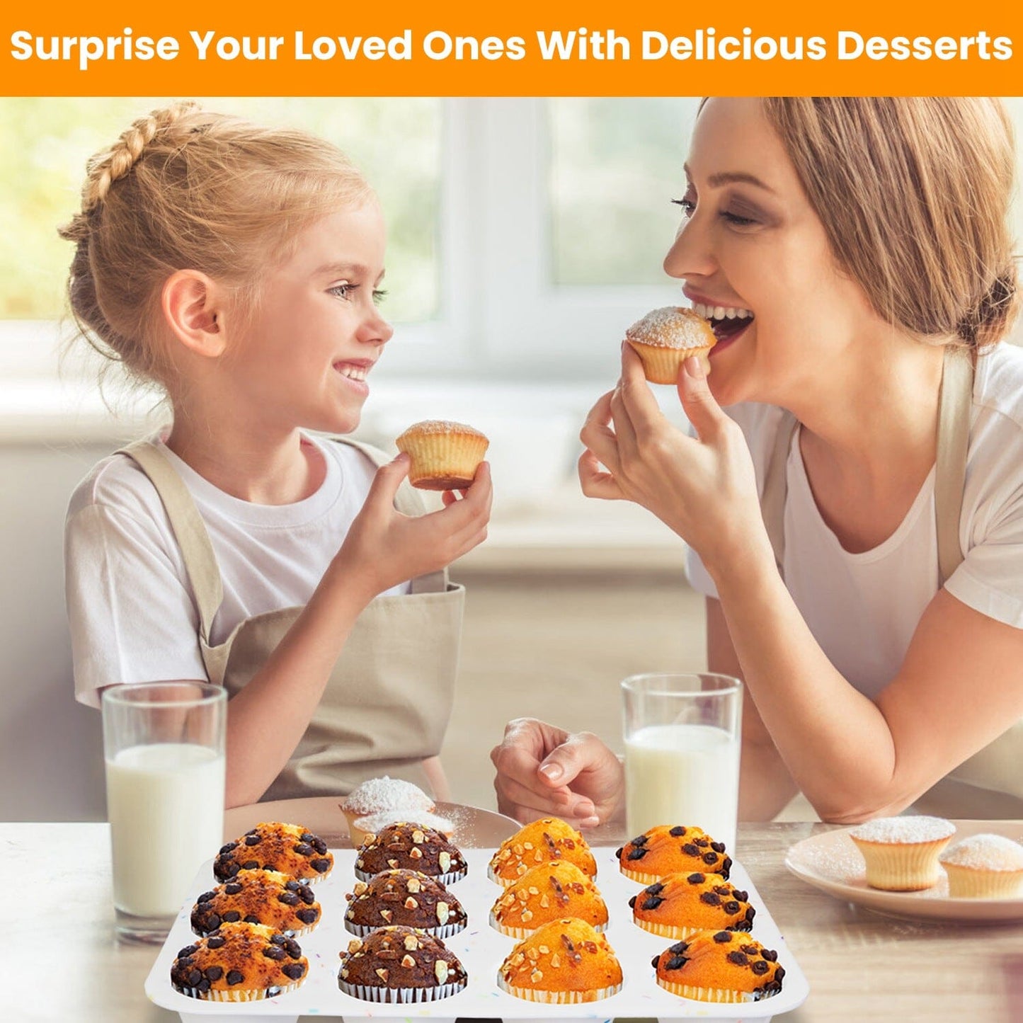 Skorter | 2-Pack: 12 Cup Silicone Muffins Nonstick Molds