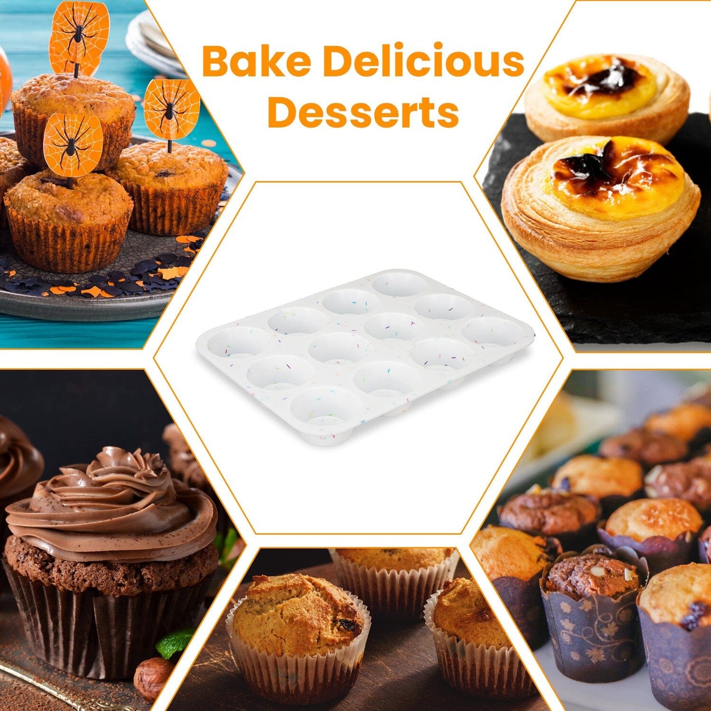 Skorter | 2-Pack: 12 Cup Silicone Muffins Nonstick Molds