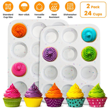 Skorter | 2-Pack: 12 Cup Silicone Muffins Nonstick Molds