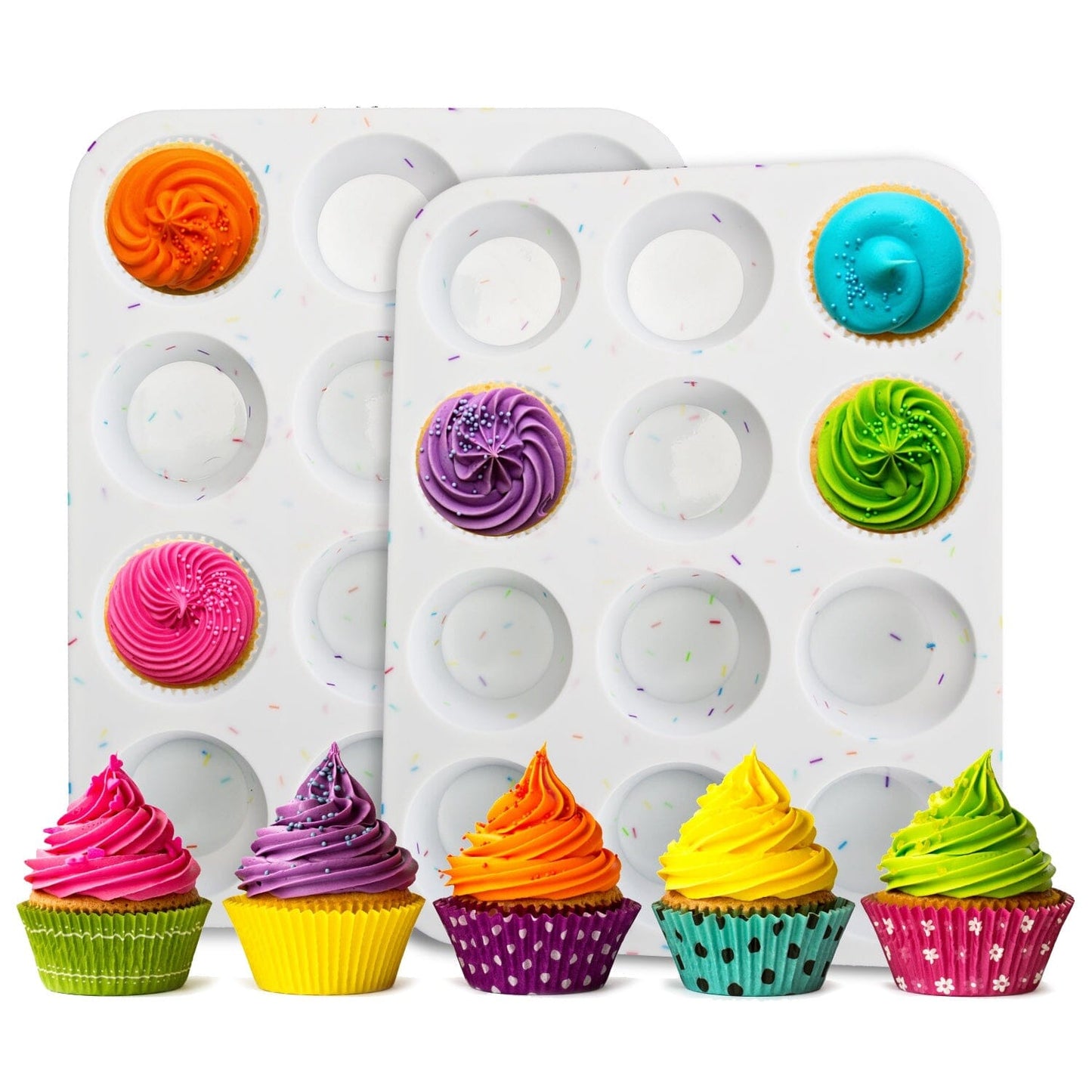 Skorter | 2-Pack: 12 Cup Silicone Muffins Nonstick Molds