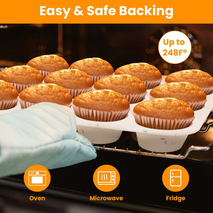 Skorter | 2-Pack: 12 Cup Silicone Muffins Nonstick Molds
