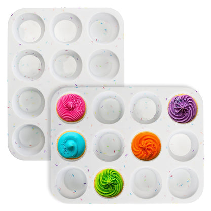 Skorter | 2-Pack: 12 Cup Silicone Muffins Nonstick Molds