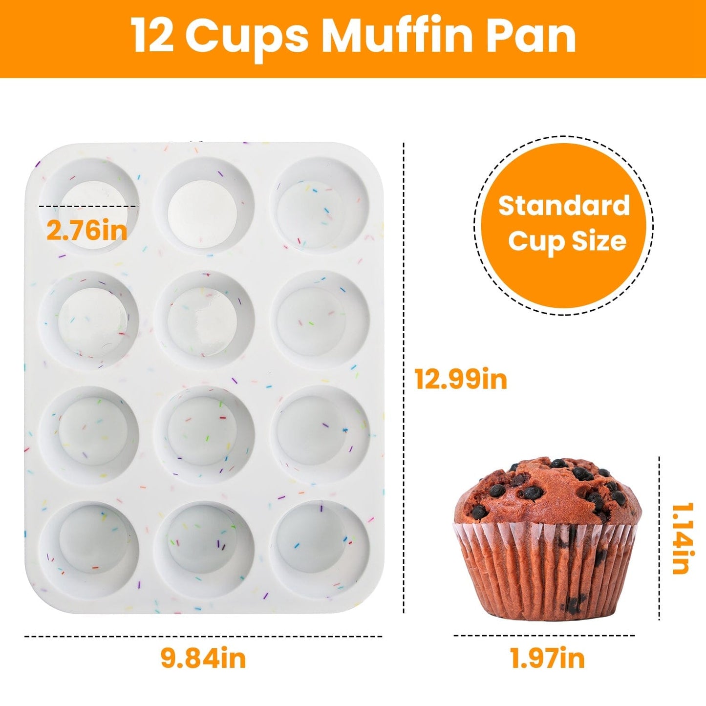 Skorter | 2-Pack: 12 Cup Silicone Muffins Nonstick Molds