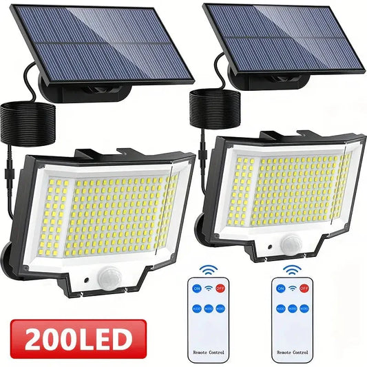 Skorter | 2-Pack: 200-LED/3Modes Upgraded Split Solar Motion Sensor Light Outdoor with Remote Control