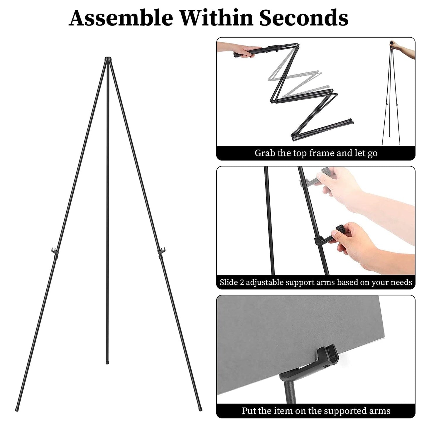 Skorter | 2-Pack: 61" Foldable A-Frame Stand Iron Alloy Drawing Stand