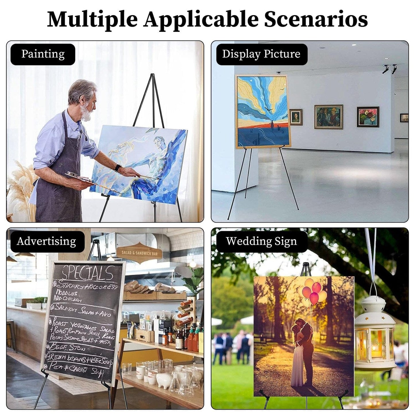 Skorter | 2-Pack: 61" Foldable A-Frame Stand Iron Alloy Drawing Stand