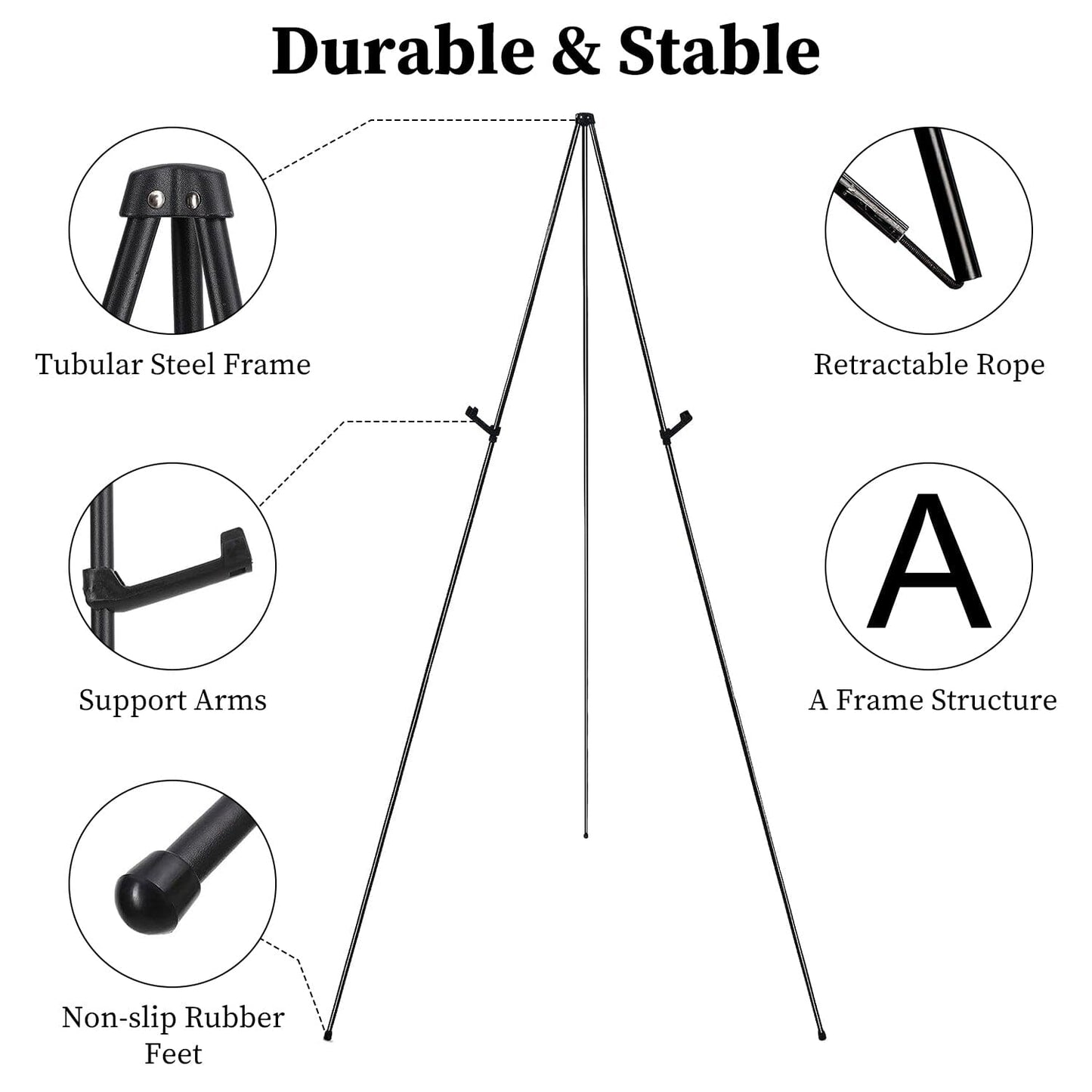 Skorter | 2-Pack: 61" Foldable A-Frame Stand Iron Alloy Drawing Stand