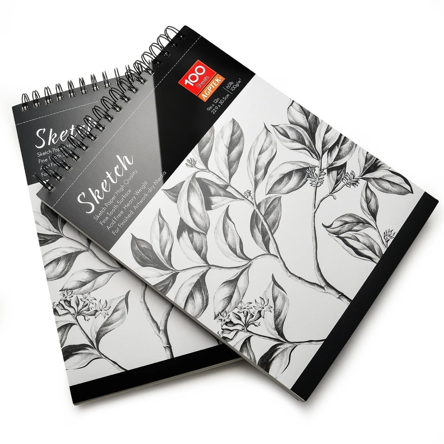 Skorter | 2-Pack: 9X12" 100 Sheets Spiral Sketch Pad