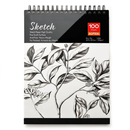 Skorter | 2-Pack: 9X12" 100 Sheets Spiral Sketch Pad