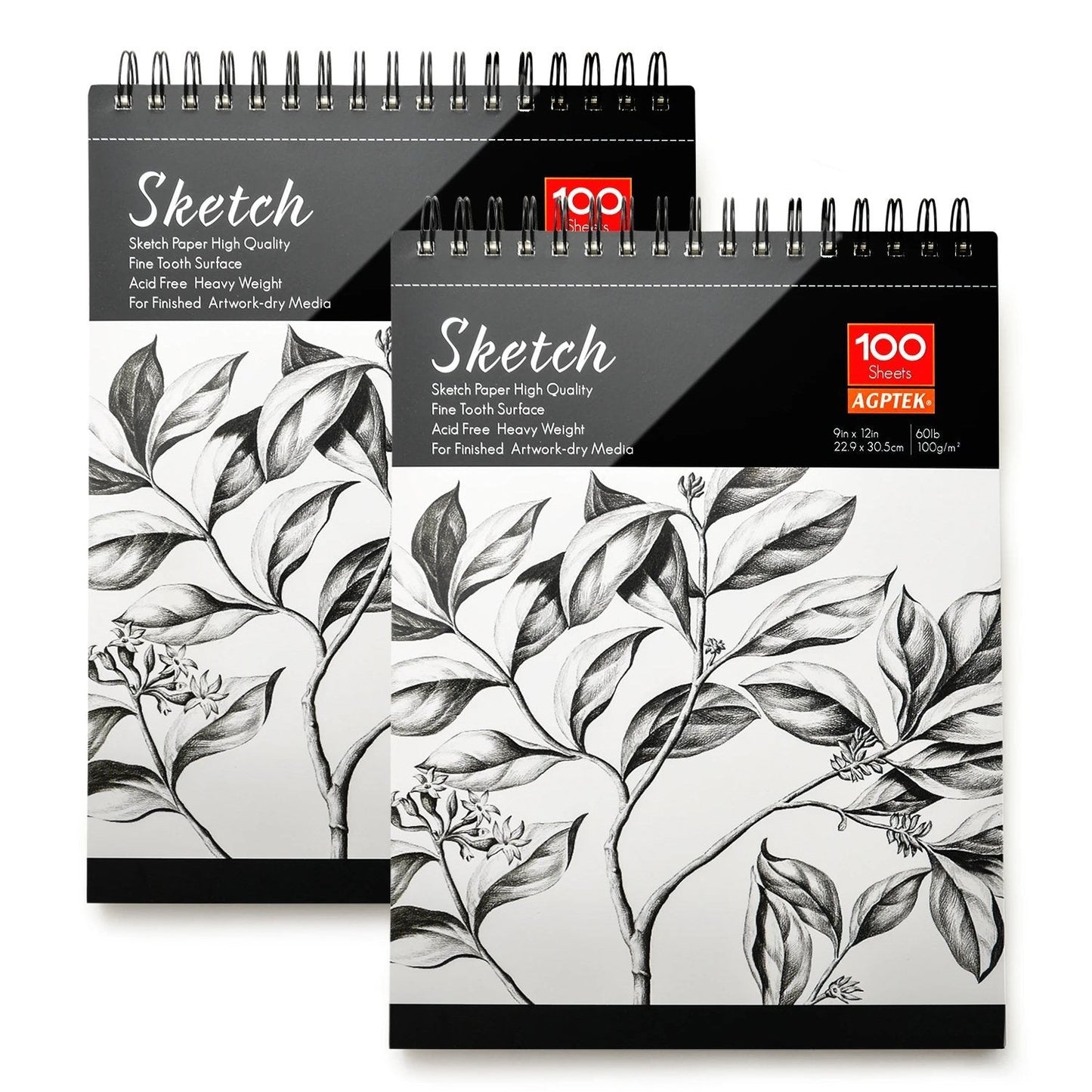 Skorter | 2-Pack: 9X12" 100 Sheets Spiral Sketch Pad