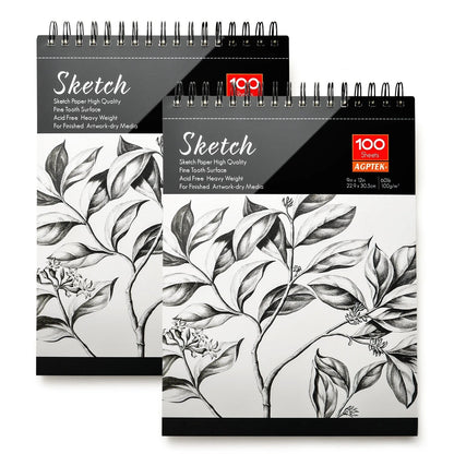 Skorter | 2-Pack: 9X12" 100 Sheets Spiral Sketch Pad