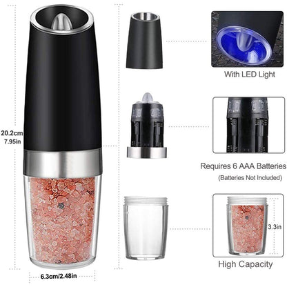Skorter | 2-Pack: Gravity Electric Salt Pepper Grinder