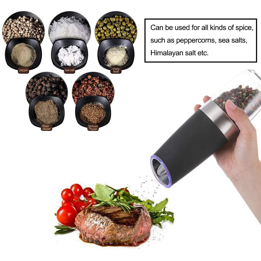 Skorter | 2-Pack: Gravity Electric Salt Pepper Grinder