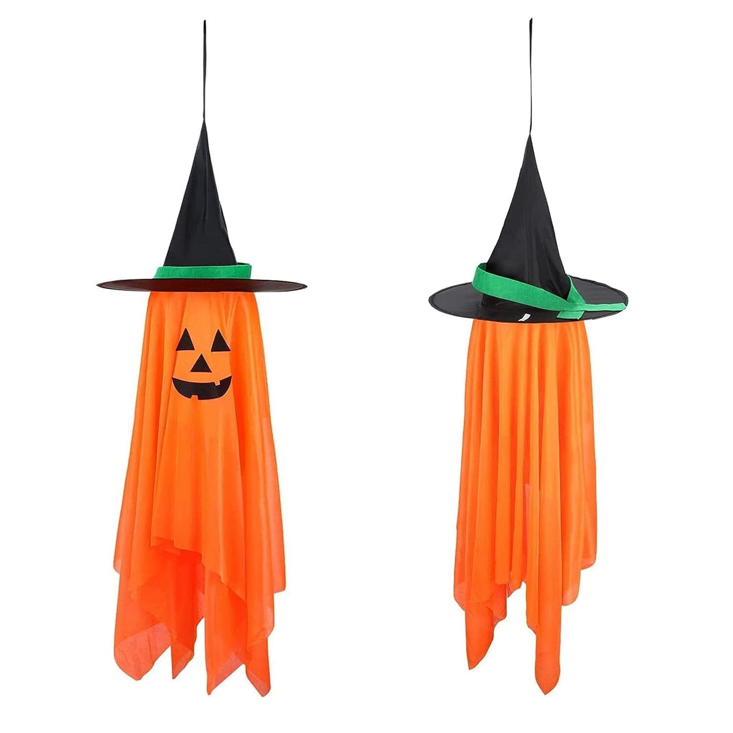 Skorter | 2-Pack: Hanging Ghosts with Wizard Hat Creepy Face