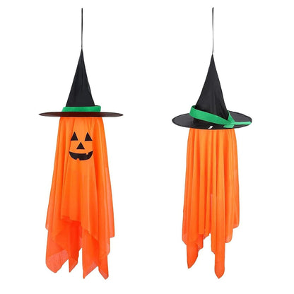 Skorter | 2-Pack: Hanging Ghosts with Wizard Hat Creepy Face