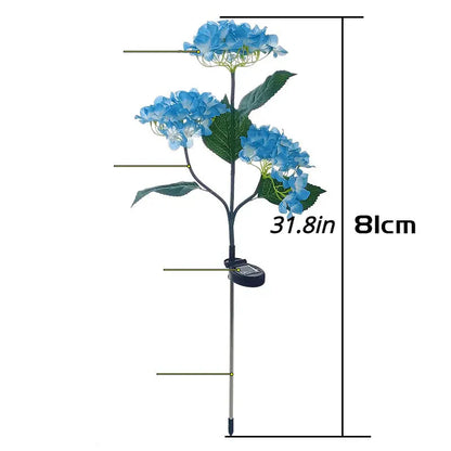 Skorter | 2-Pack: Hydrangea Solar LED Flower Lights with 3 Heads Outdoor Waterproof Garden Lights