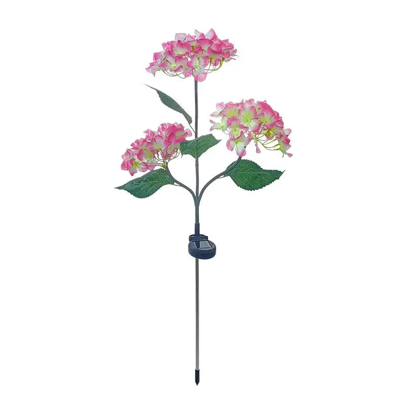 Skorter | 2-Pack: Hydrangea Solar LED Flower Lights with 3 Heads Outdoor Waterproof Garden Lights