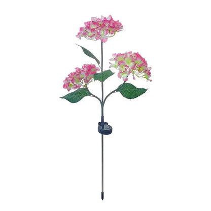 Skorter | 2-Pack: Hydrangea Solar LED Flower Lights with 3 Heads Outdoor Waterproof Garden Lights