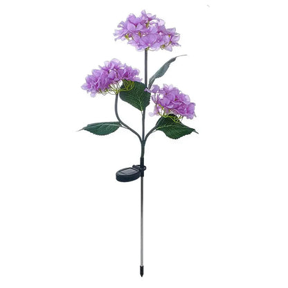 Skorter | 2-Pack: Hydrangea Solar LED Flower Lights with 3 Heads Outdoor Waterproof Garden Lights