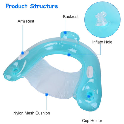 Skorter | 2-Pack: Inflatable Floating Dock Chair with Cup Holder Arm Support