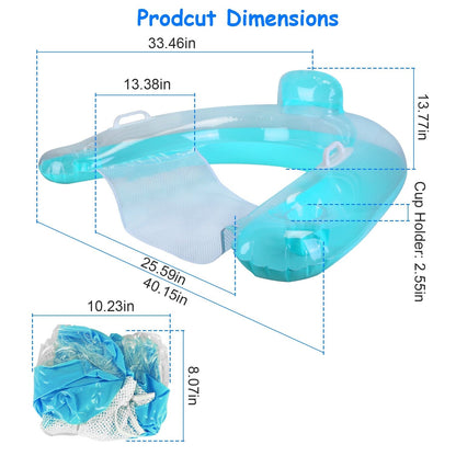 Skorter | 2-Pack: Inflatable Floating Dock Chair with Cup Holder Arm Support