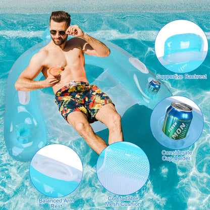 Skorter | 2-Pack: Inflatable Floating Dock Chair with Cup Holder Arm Support